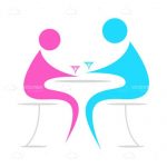 Abstract Couple Sitting on a Table with Drinks